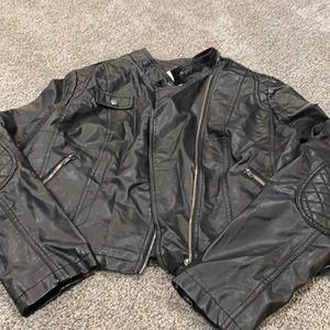 XXL black leather shirt jacket